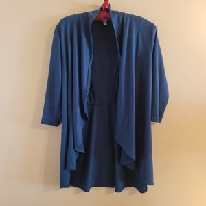 4/$15 SALE Teal Blue Green Cardigan Small 3/4 sleeves FUN!